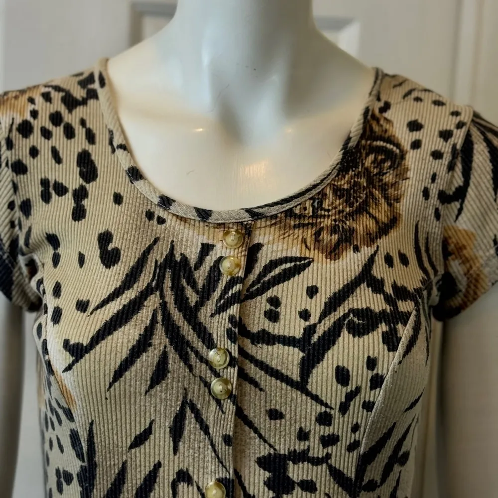 LA FETE Vintage Enchanted LION PRINT COTTON BLEND F13 Black Size M - Image 9