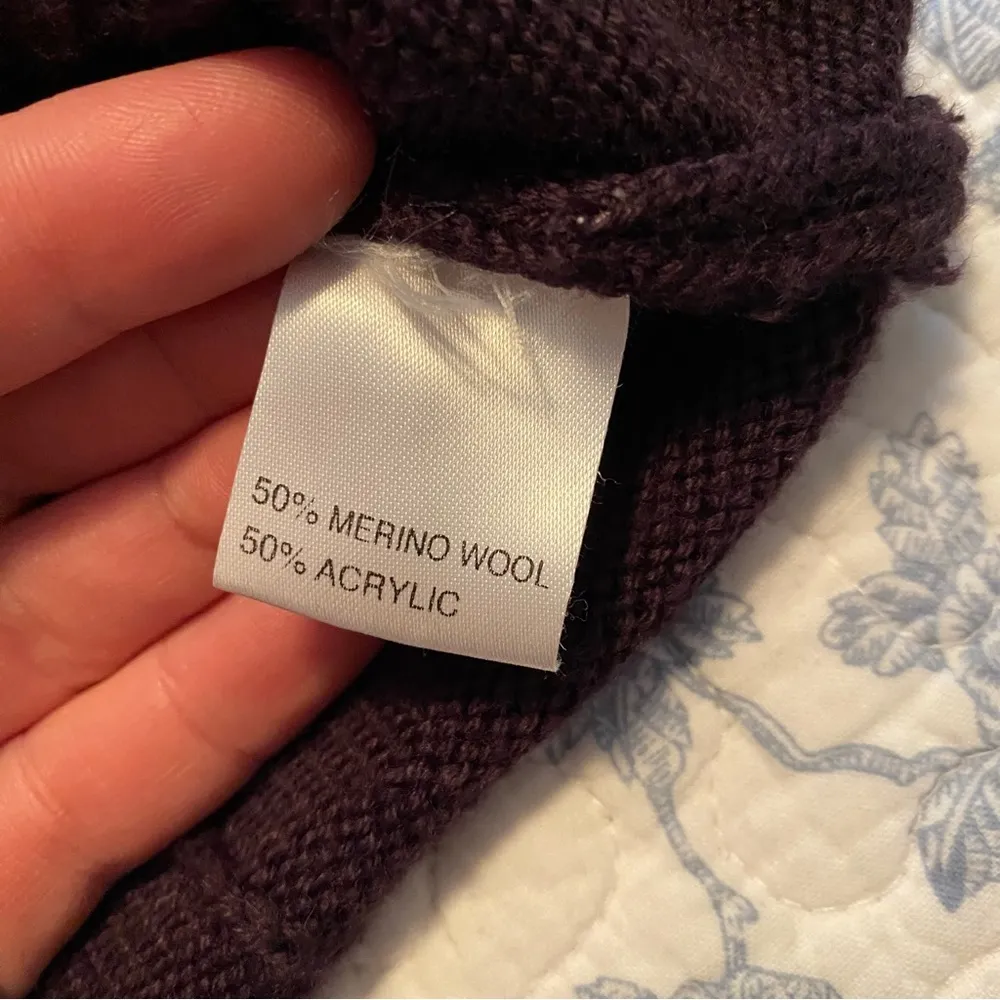 Hekla & Co. Italian Merino Wool Blend Double Breasted Cozy Cardigan Sweater Purple Size M - Image 4