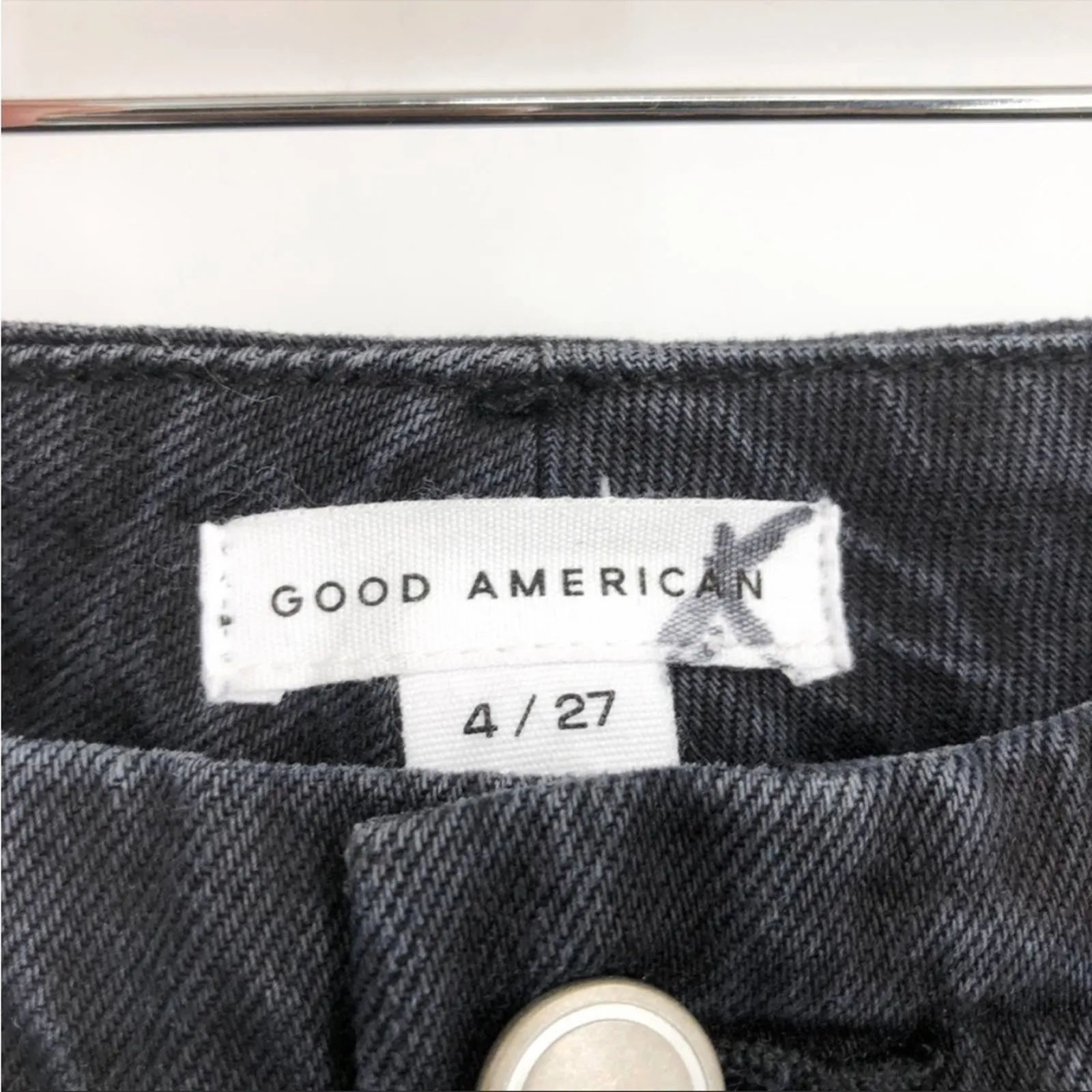 Good American 100% Cotton Good Boy Jeans in Black Size 4/27 Slit Waistband - Image 6