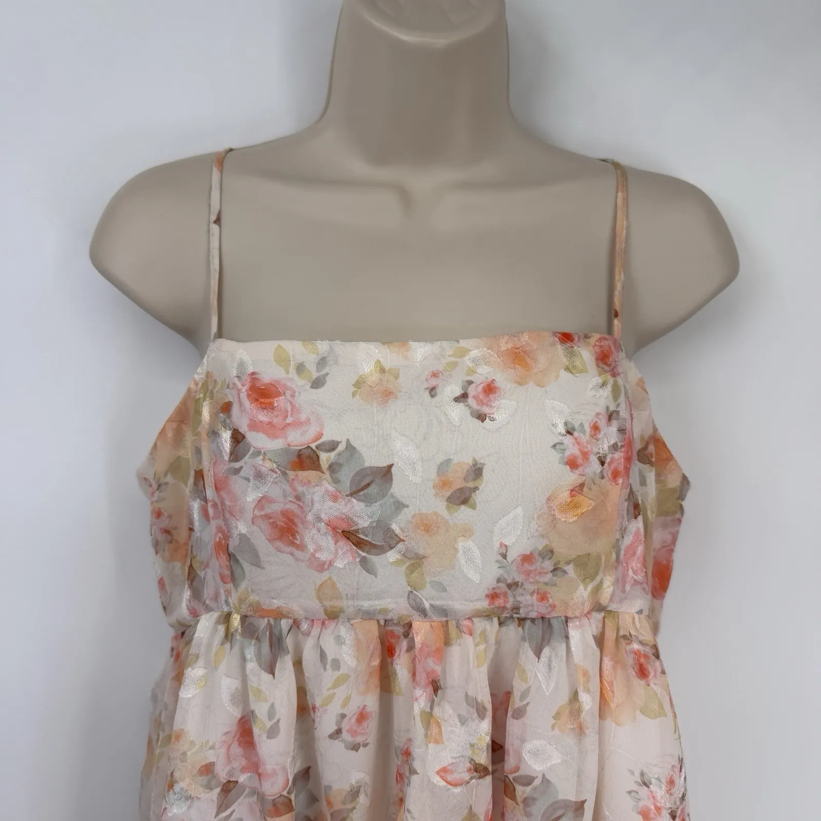 Vintage Y2K Windsor Babydoll Dress Womens M White Orange Floral Garden Fairy - Image 3