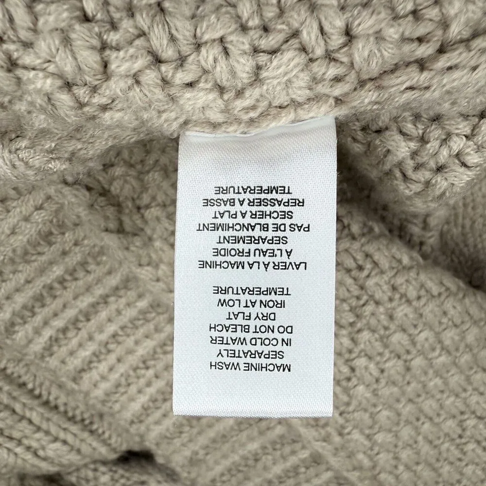 Elie Tahari Sweater M Chunky Knit Turtleneck‎ Beige Cozy Stretch Fisherman - Image 7