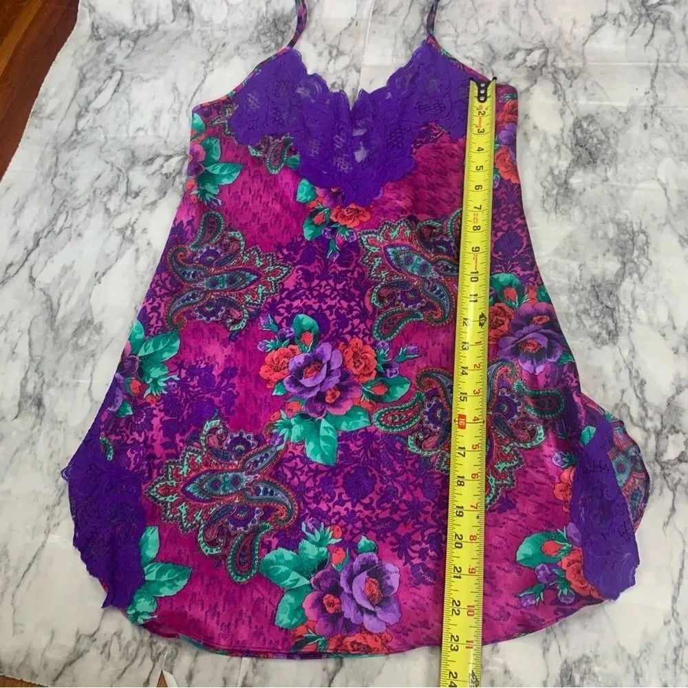 Victoria’s Secret Gold Label Purple Lace floral Print slip dress petite - Image 5