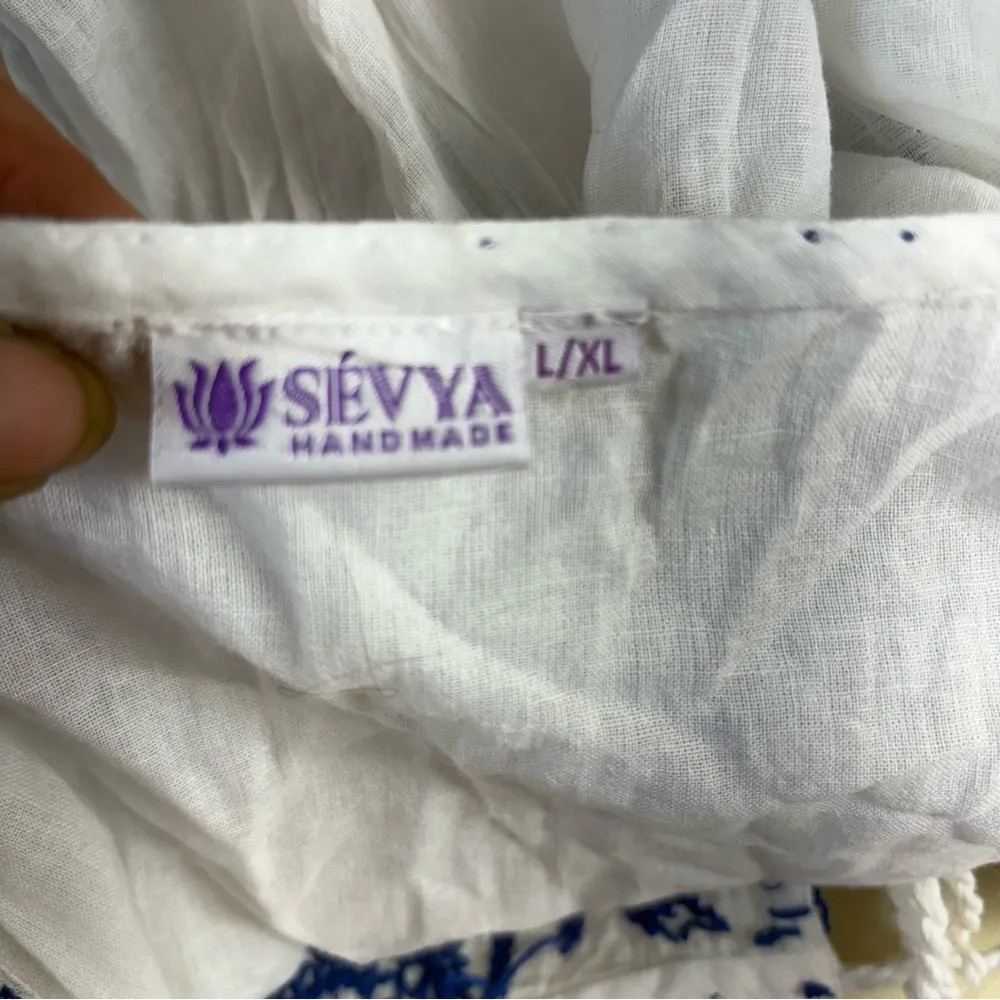 Sévya Handmade White and Blue Blouse Size undefined - Image 14