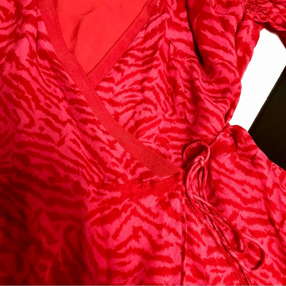 All Saints Keva Remix Two-Tone Long Sleeve Mini Dress Tiger Animal Print Zebra M - Image 10