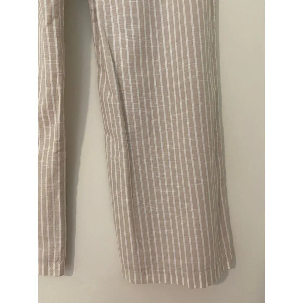 NWT Abercrombie & Fitch M 100% Cotton Tan White Stripe Pull On Wide Leg Pant - Image 8