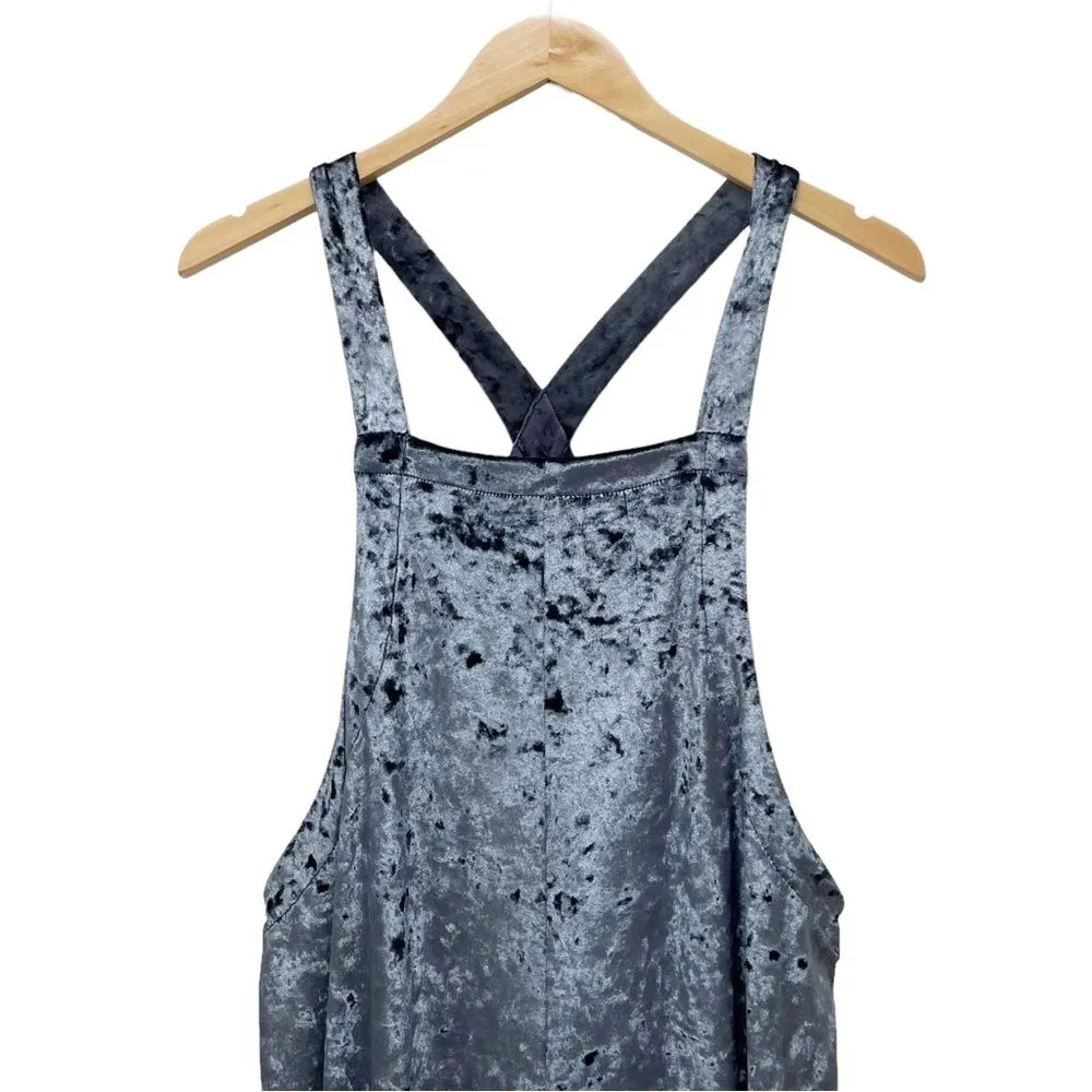 UO Urban Outfitters Crushed Velvet Slouchy Overalls Shale Blue Women’s Size XS - Image 7