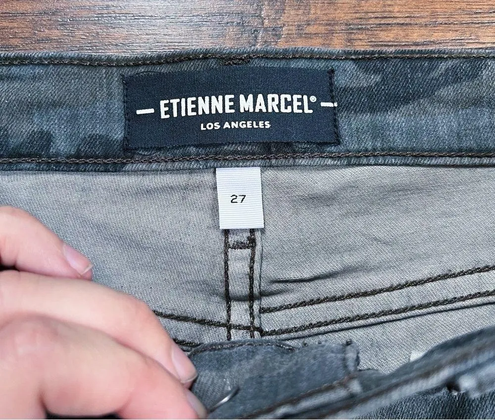 Etienne Marcel • Camo Moto Skinny Jeans red zipper pockets hem olive green Size 27 - Image 5