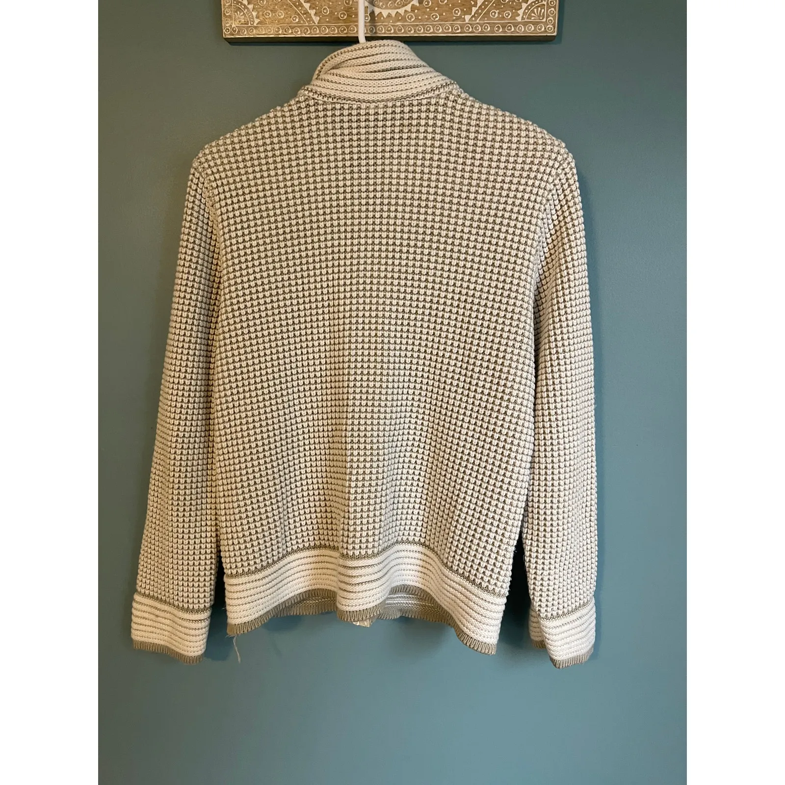 Vintage 90s Bella Salon Moda Lux Soft Cable Knit Full Zip Sweater Size M - Image 5