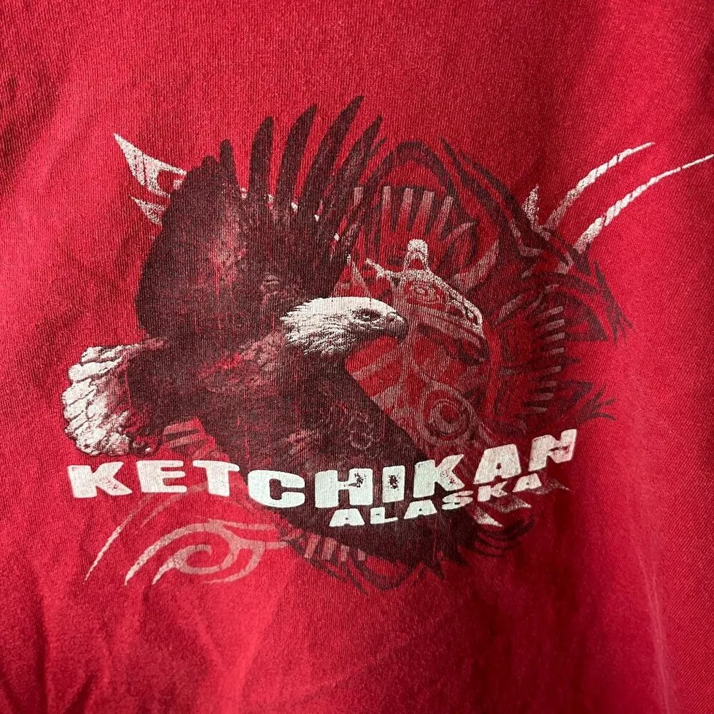 Ketchikan Alaska T Shirt Vintage Y2K Red XL Extra Large Hawk Eagle Graphic Tee - Image 12