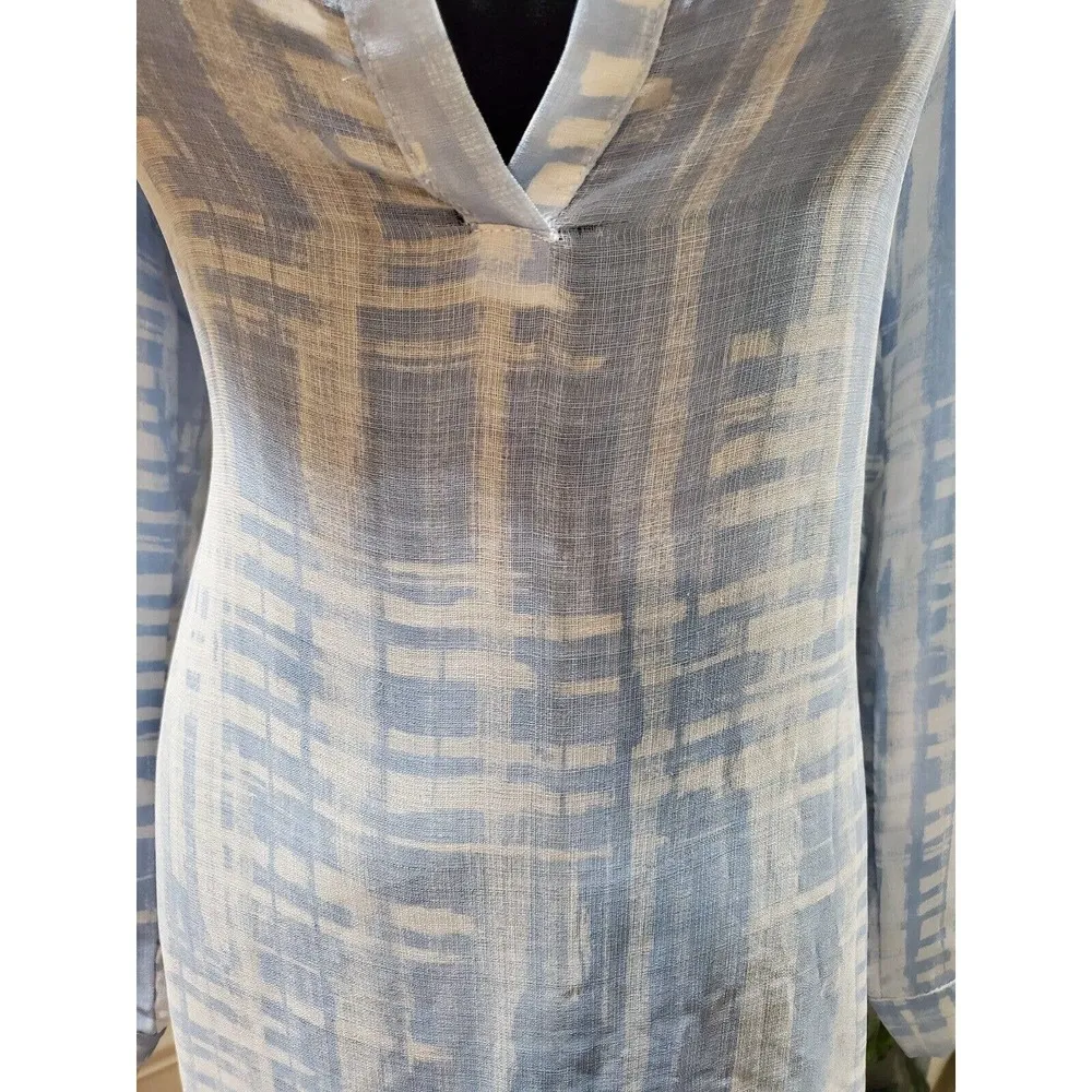 Three Eighty Two Women's Blue Polyester V-Neck Long Sleeve Knee Length Dress S - Image 3