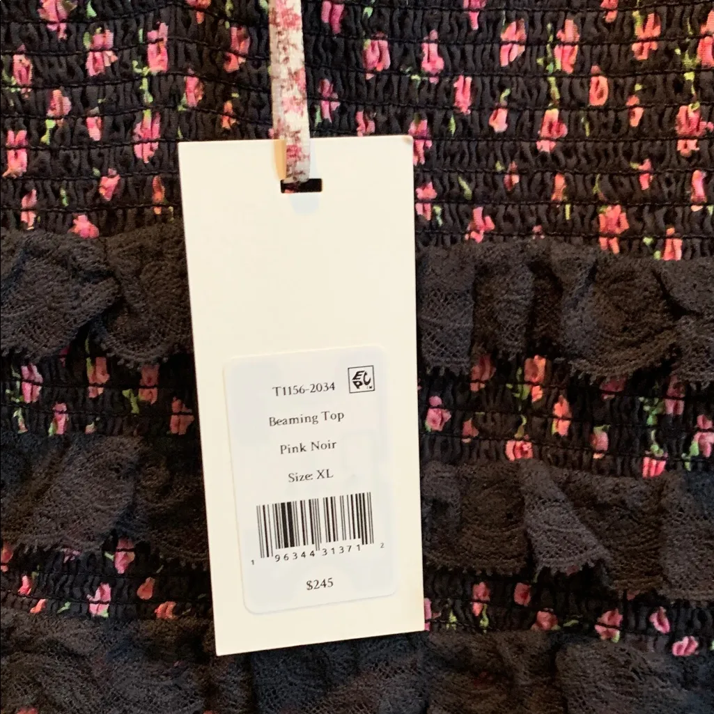 LOVESHACKFANCY
Beaming Top Navy and Pink Ruffle Crop Top XL NWT - Image 2