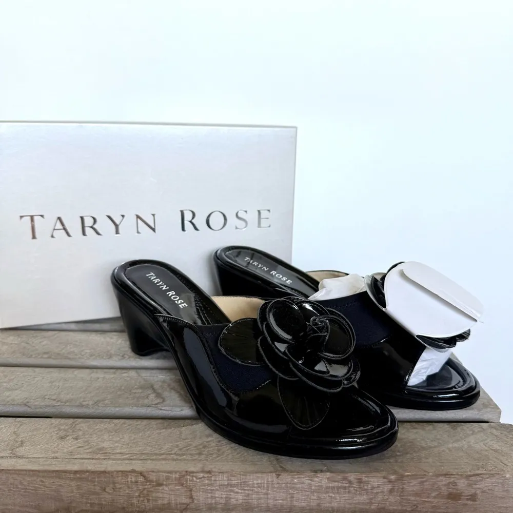 NEW Taryn Rose TR-MEGAN Black Patent Leather Women's Wedge Slip On Shoes 8 1/2 M - Image 4