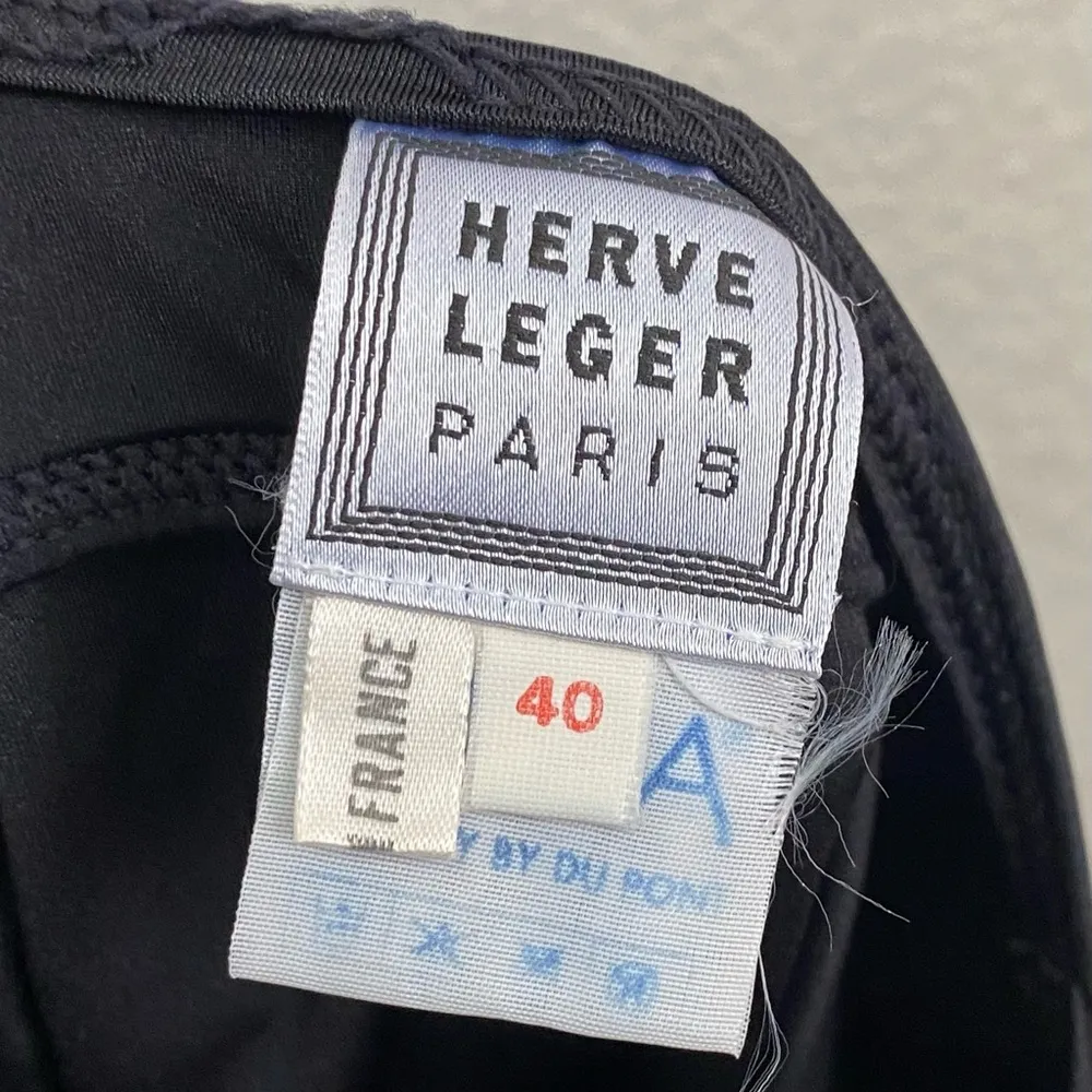 Vintage HERVE LEGER Lycra Black Body-con Spaghetti Strap Bustier Mini Dress S - Image 11