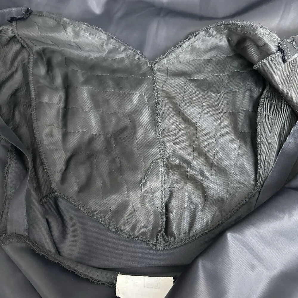 Vintage Philmaid Full Slip Dress Chemise Size 36 Quilted Lined Lace Bust Black - Image 5