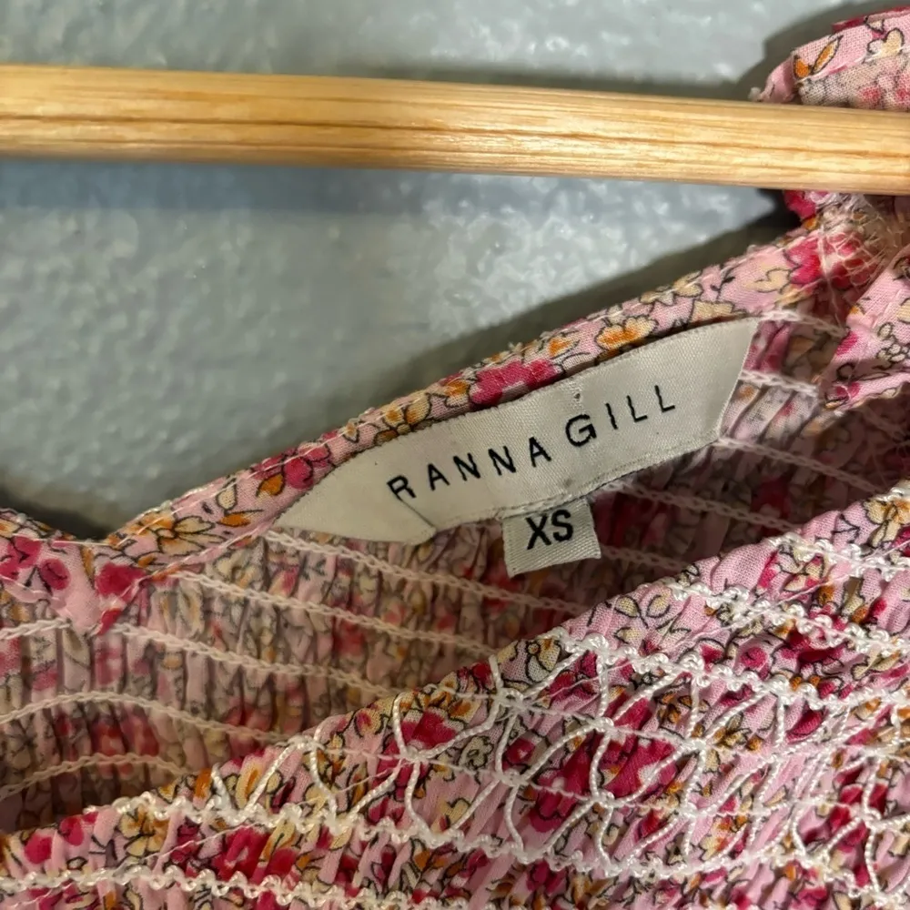 Anthropologie Ranna Gill Floral Pink Smocked Long Sleeve Blouse Size XS Feminine - Image 4