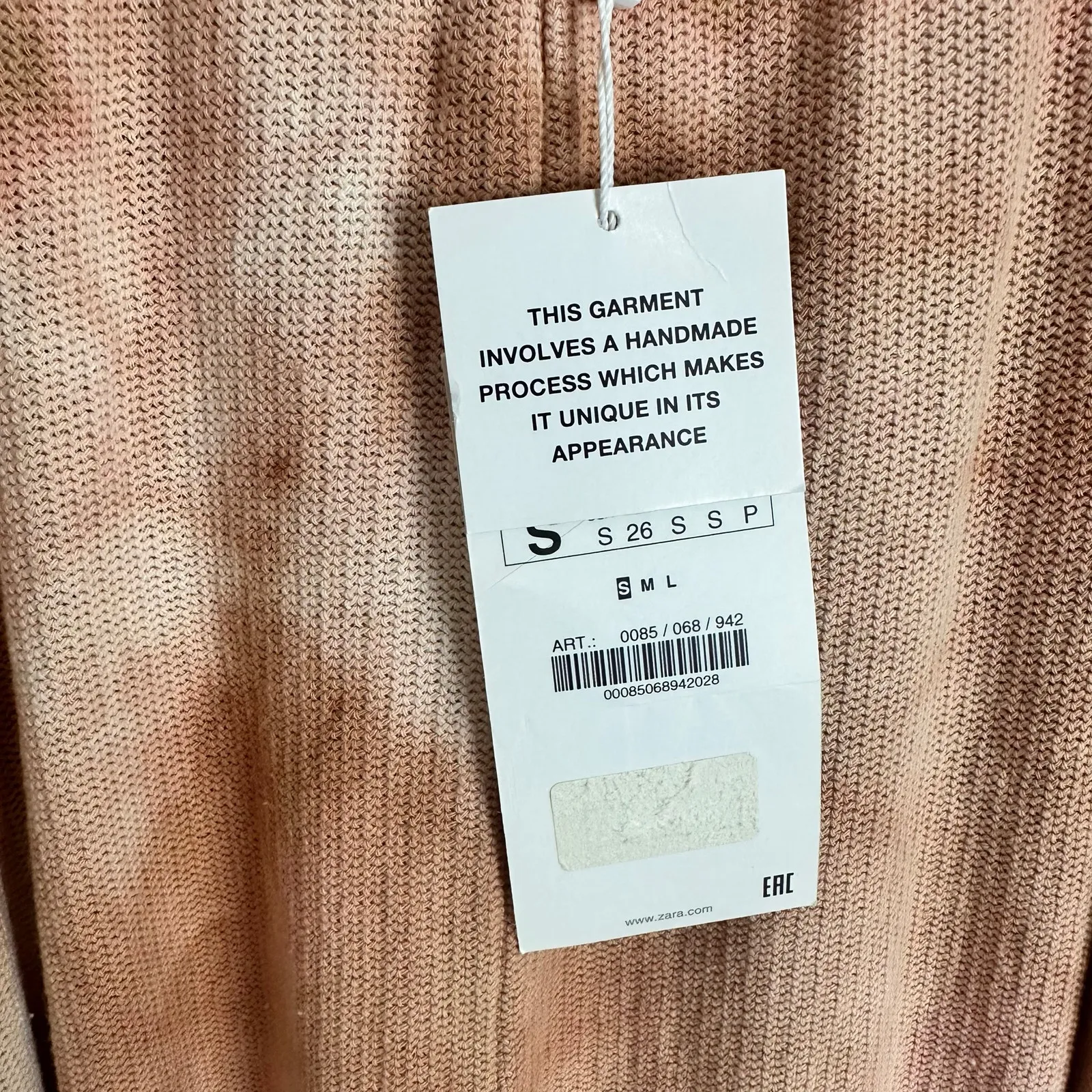 Zara Knit Midi Dress Empire Waist Floral Appliqué Tie Dye Brown Sz Small NWT - Image 10