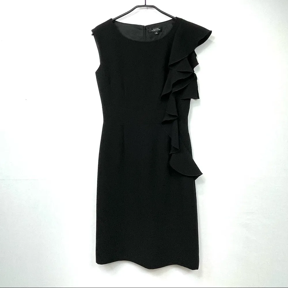TAHARI Arthur S. Levine Black Sleeveless Draped Ruffle Dress Size 2 - Image 7