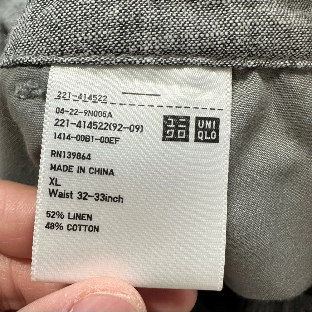 Uniqlo Women’s Linen Cotton Tapered Pants High Rise Minimalist in Dark Gray XL - Image 10