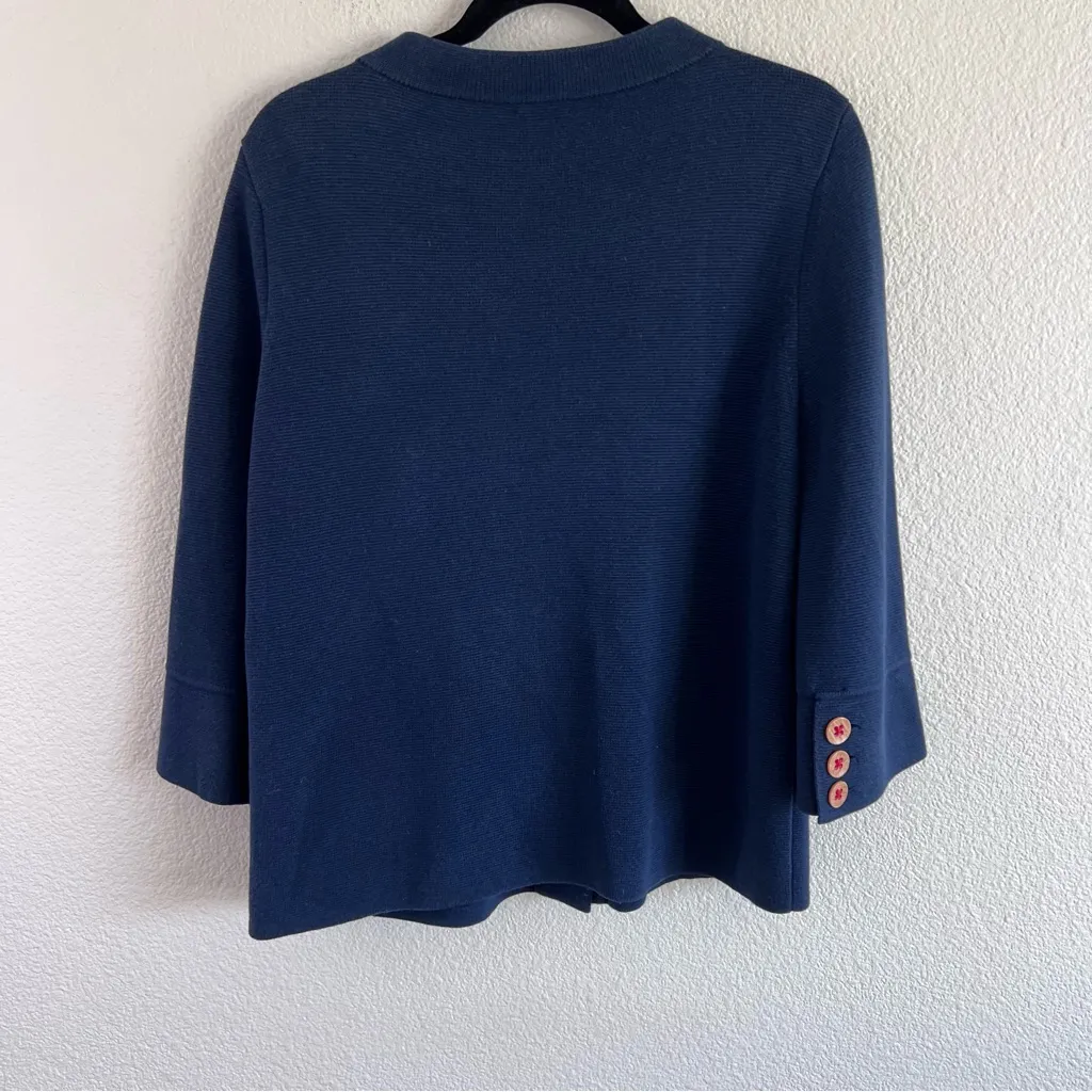 J. McLaughlin Women’s Navy Cotton Blend Button Down Cardigan - Image 5