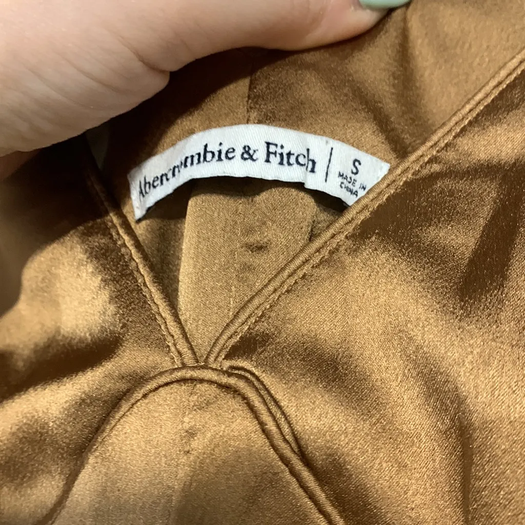 ABERCROMBIE AND FITCH WOMENS BROWN SATIN MINI DRESS SMALL - Image 4