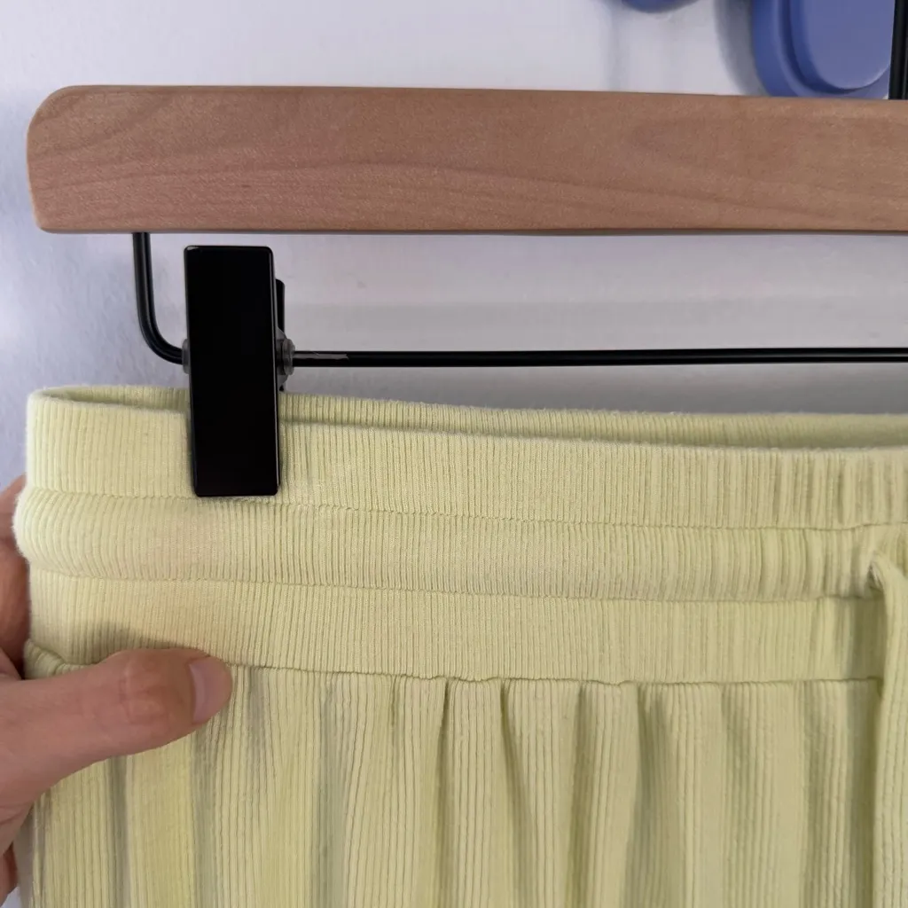 Hatch 2 Medium The Softest Rib Shorts Citron Drawstring Loungewear Green - Image 6