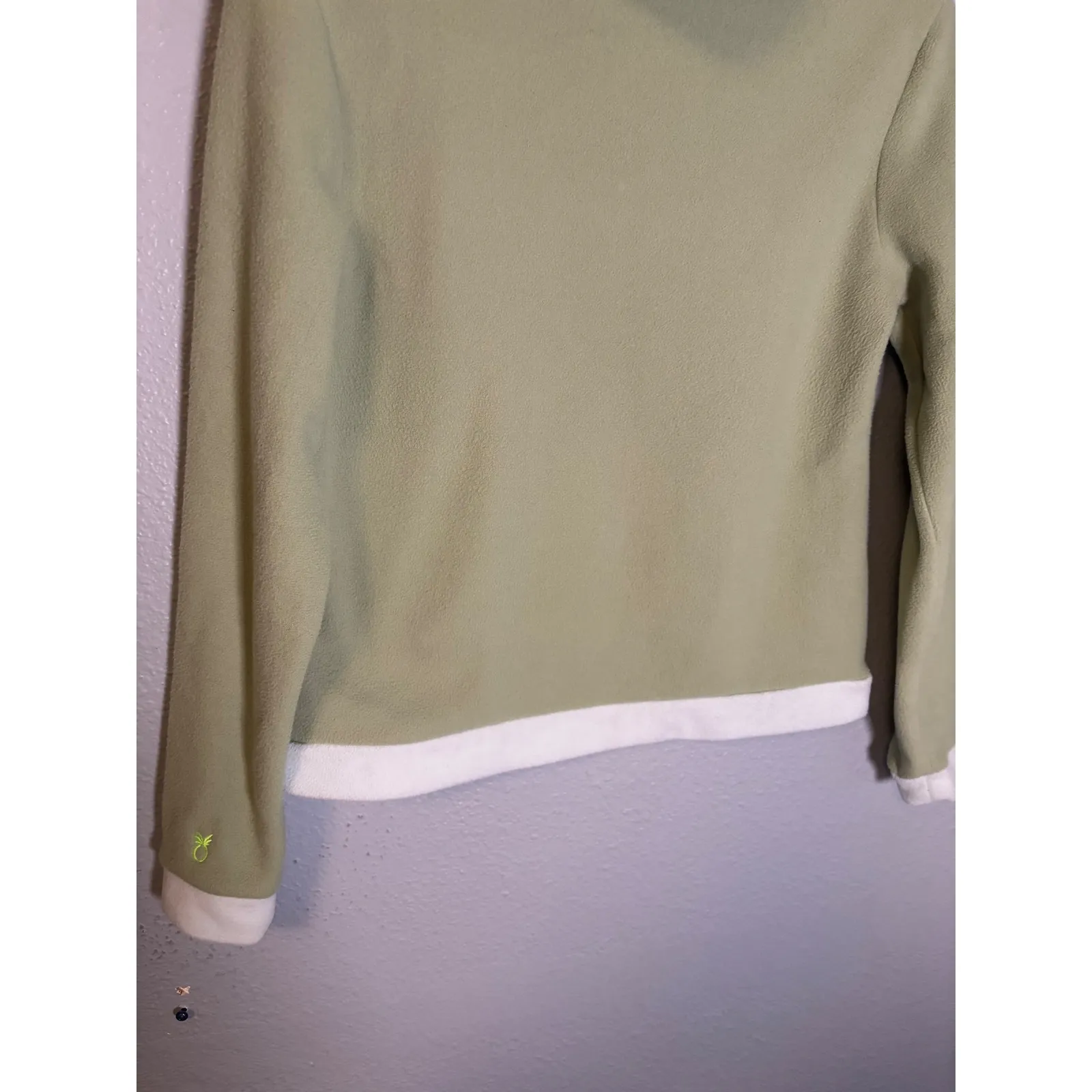 Dudley Stephens Park Slope Sage & Aqua Colorblock Pullover Size Small Fleece Green - Image 5
