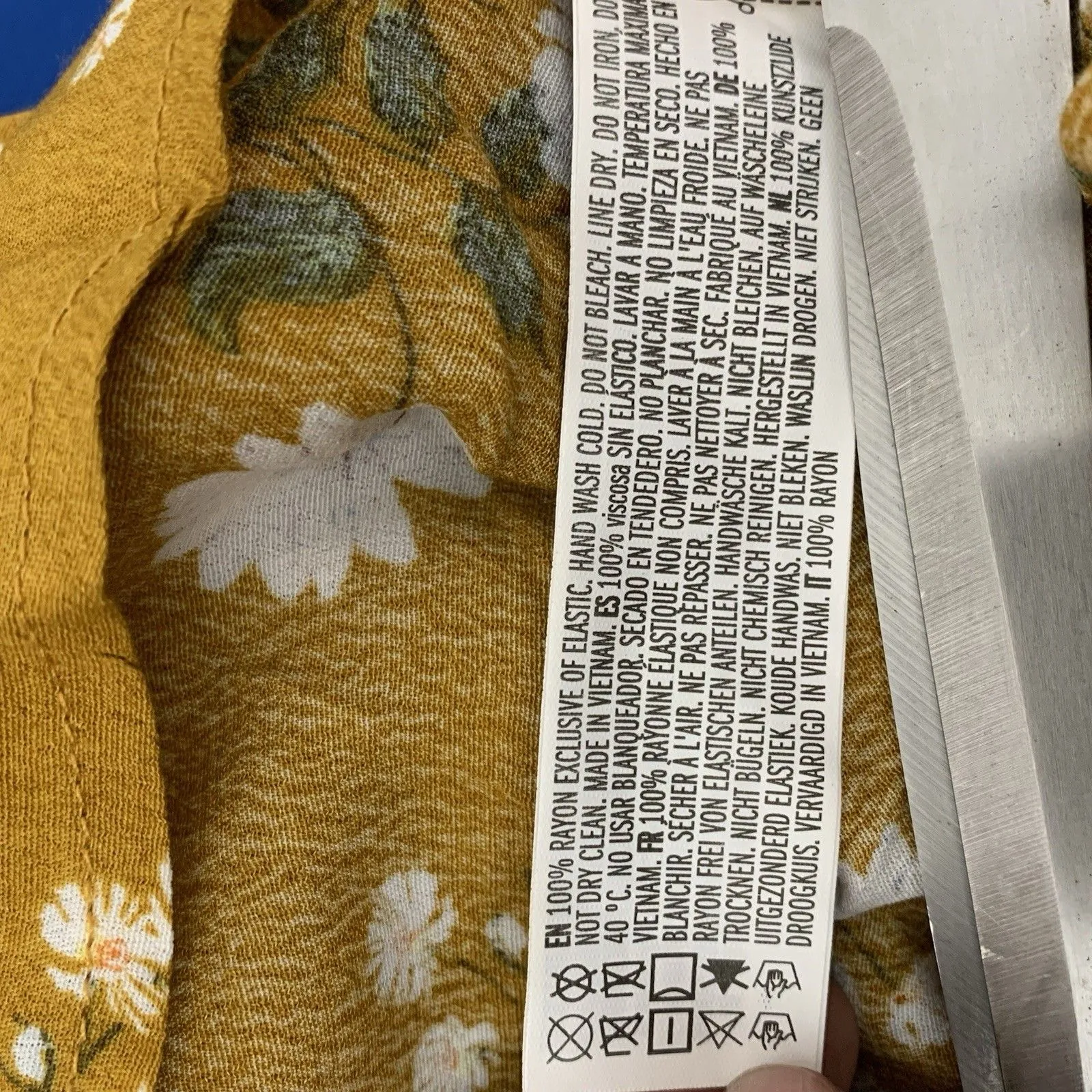 Forever21 Floral Print Mustard Yellow offshoulder puff sleeve mini sundress Sz S - Image 6