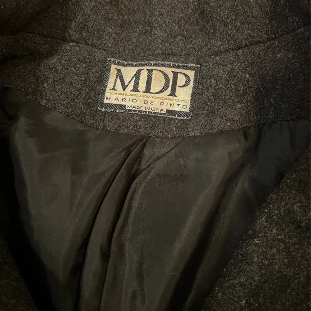 Mario De Pinto Wool Coat Black with Black Velvet Trim Vintage Floor Length Size L - Image 3