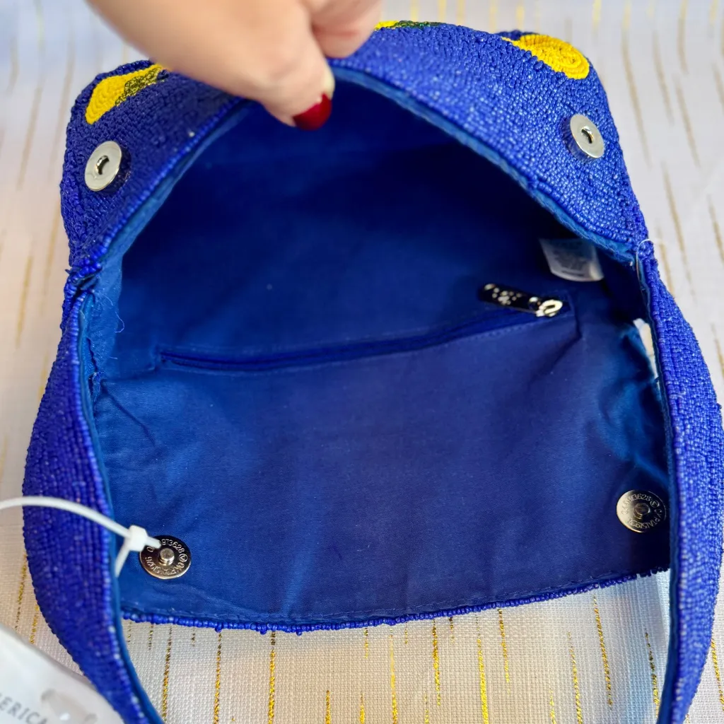 Blue Lemon Beaded Shoulder Bag + Matching Beaded Lemon Earrings Set | NWT - Image 5