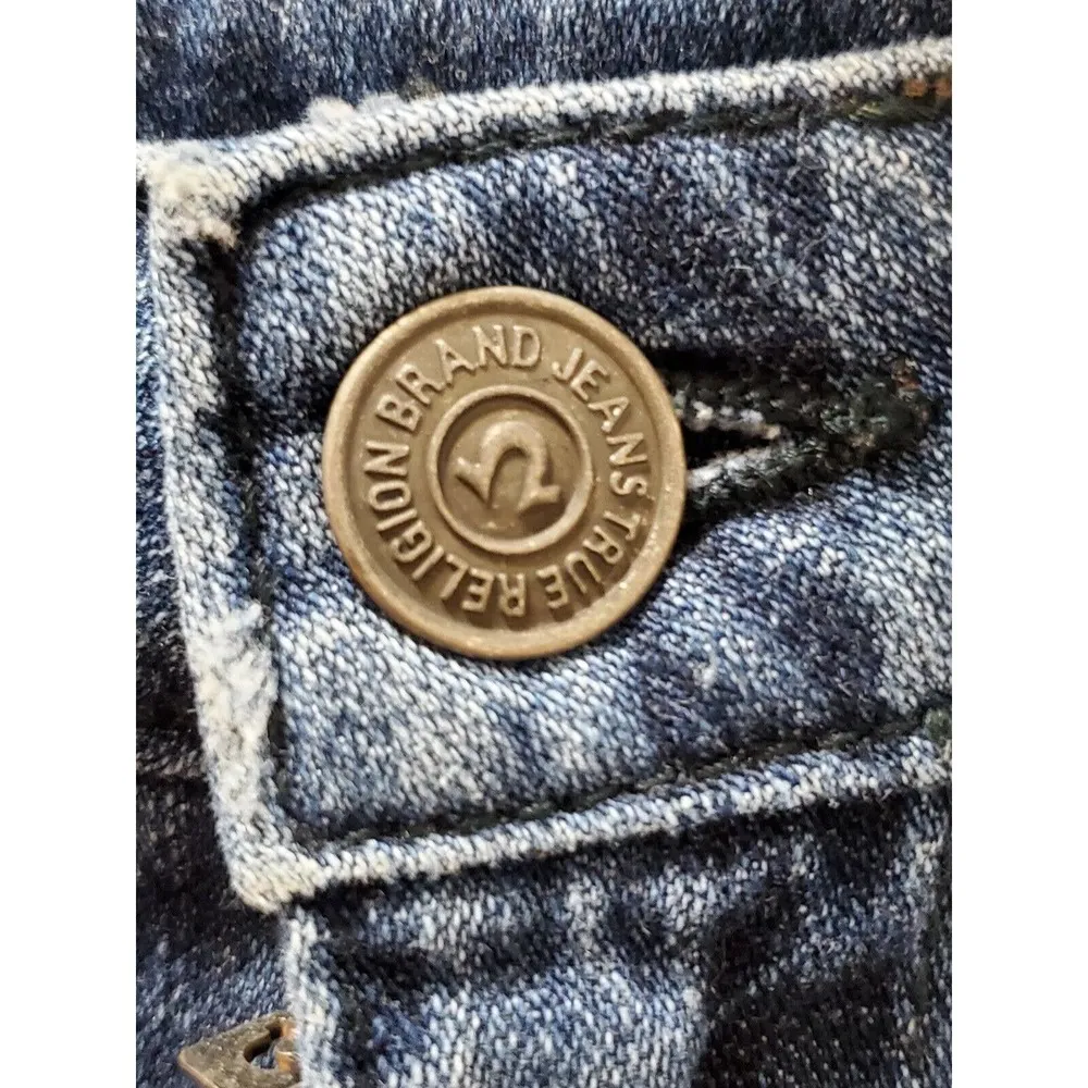 True Religion Women's Blue Denim 100% Cotton Cassie Jeans Shorts Size 32 - Image 3
