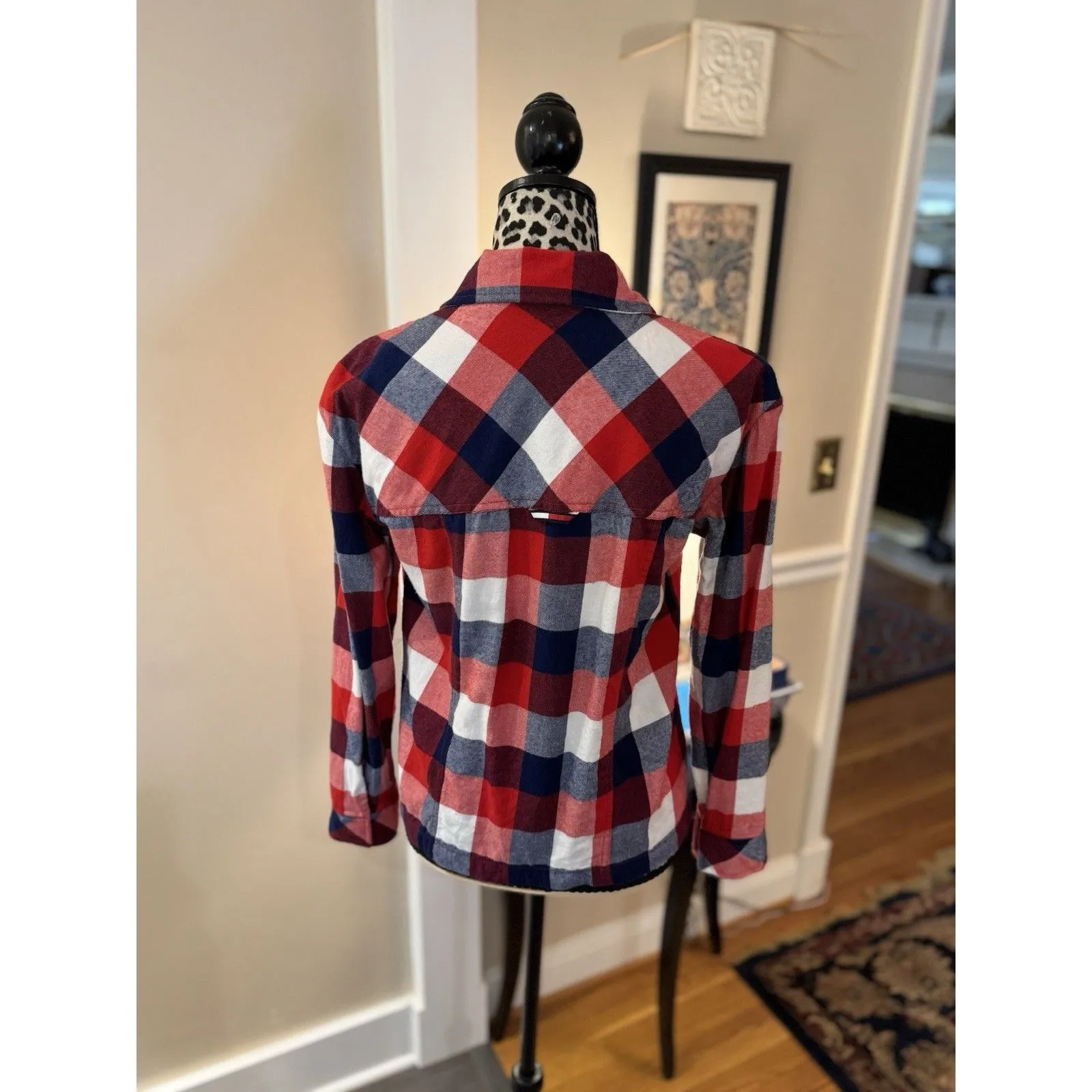 Tommy Jeans XS Shirt Button Front Shacket Cotton Preppy Magnetic Button - Image 3