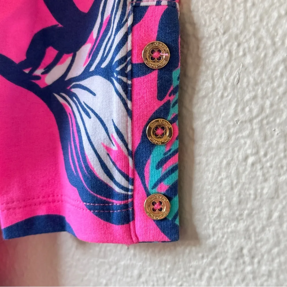 Lilly Pulitzer Hot Pink Leaf Print Mini Shift Dress Womens XS Beachy Summer - Image 3