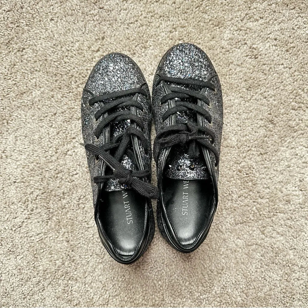 Stuart Weitzmann multi sequins on a black sneakers - Image 6