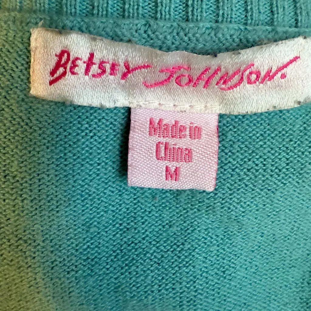Vintage Betsey Johnson Short Sleeve Cardigan Sweater Womens Medium Blue 90s Rare - Image 9