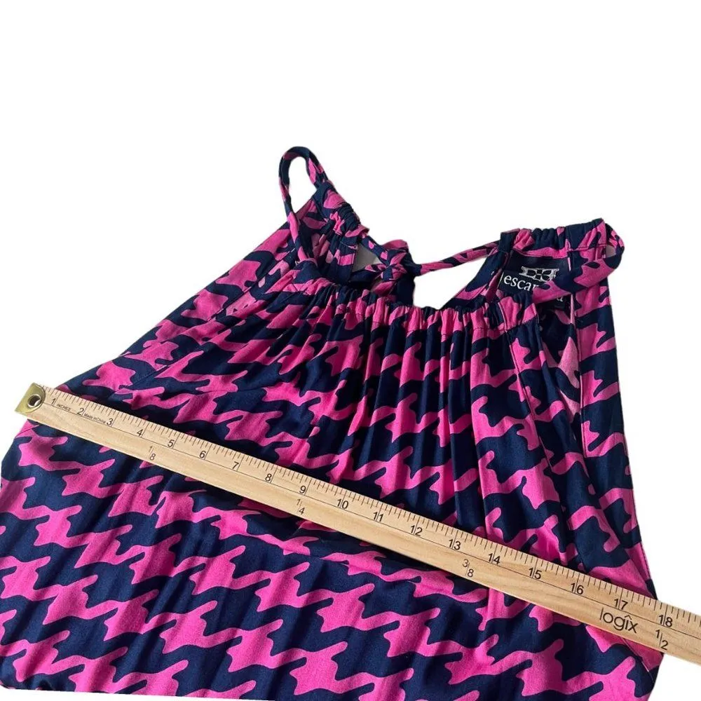 Escapada Womens Long Maxi‎ Dress Pink Side Split Houndstooth Beach Cruise Size S - Image 12