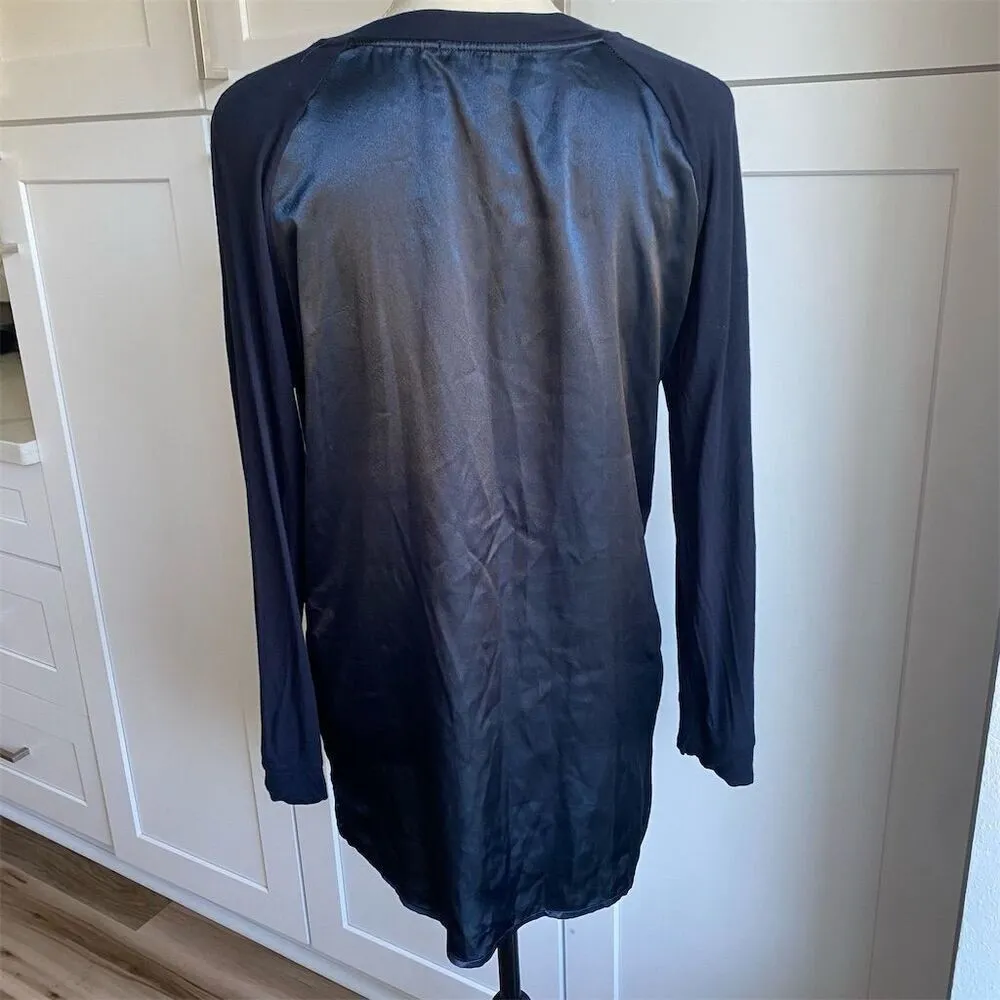 Midnight Carole Hoffman Women's Long Sleeve Blue Crew Neck T - Image 3