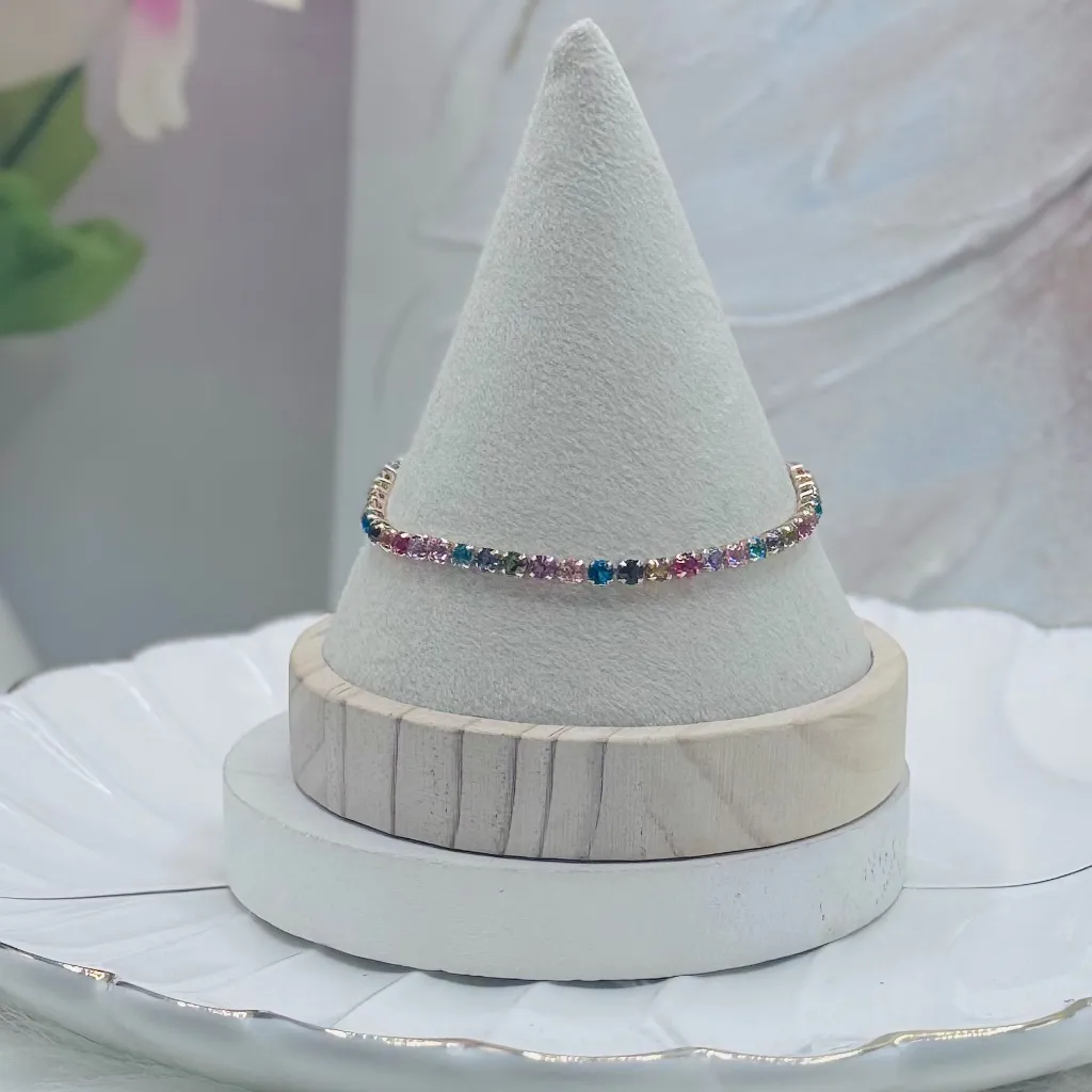 Colorful Rhinestones Adjustable Bracelet - Image 2
