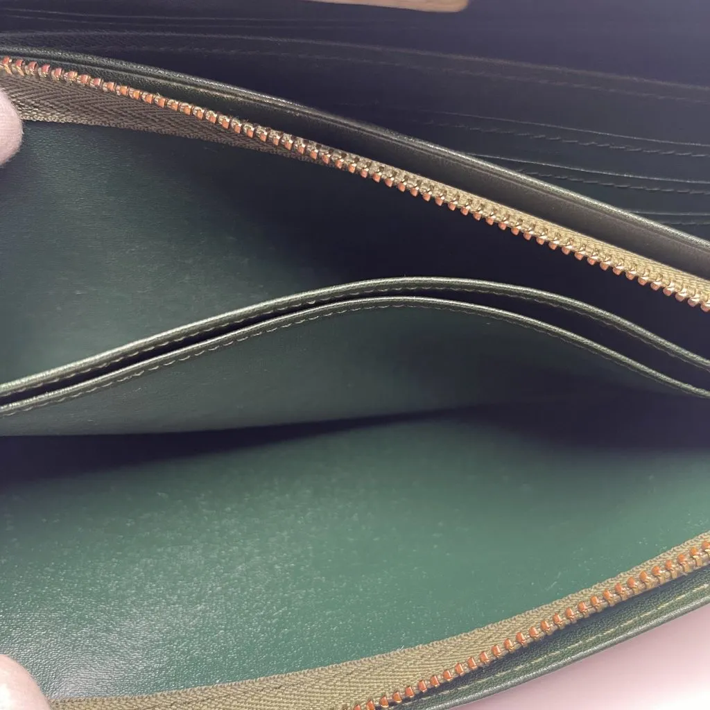 Yves Saint Laurent Dark Green Crocodile Embossed Leather Long Wallet - Preowned - Image 12