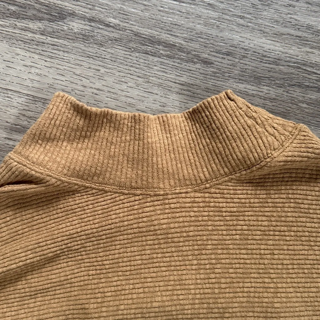 We The Free Ribbed Tan Sweater Mock Neck Oversized Tunic - Image 5