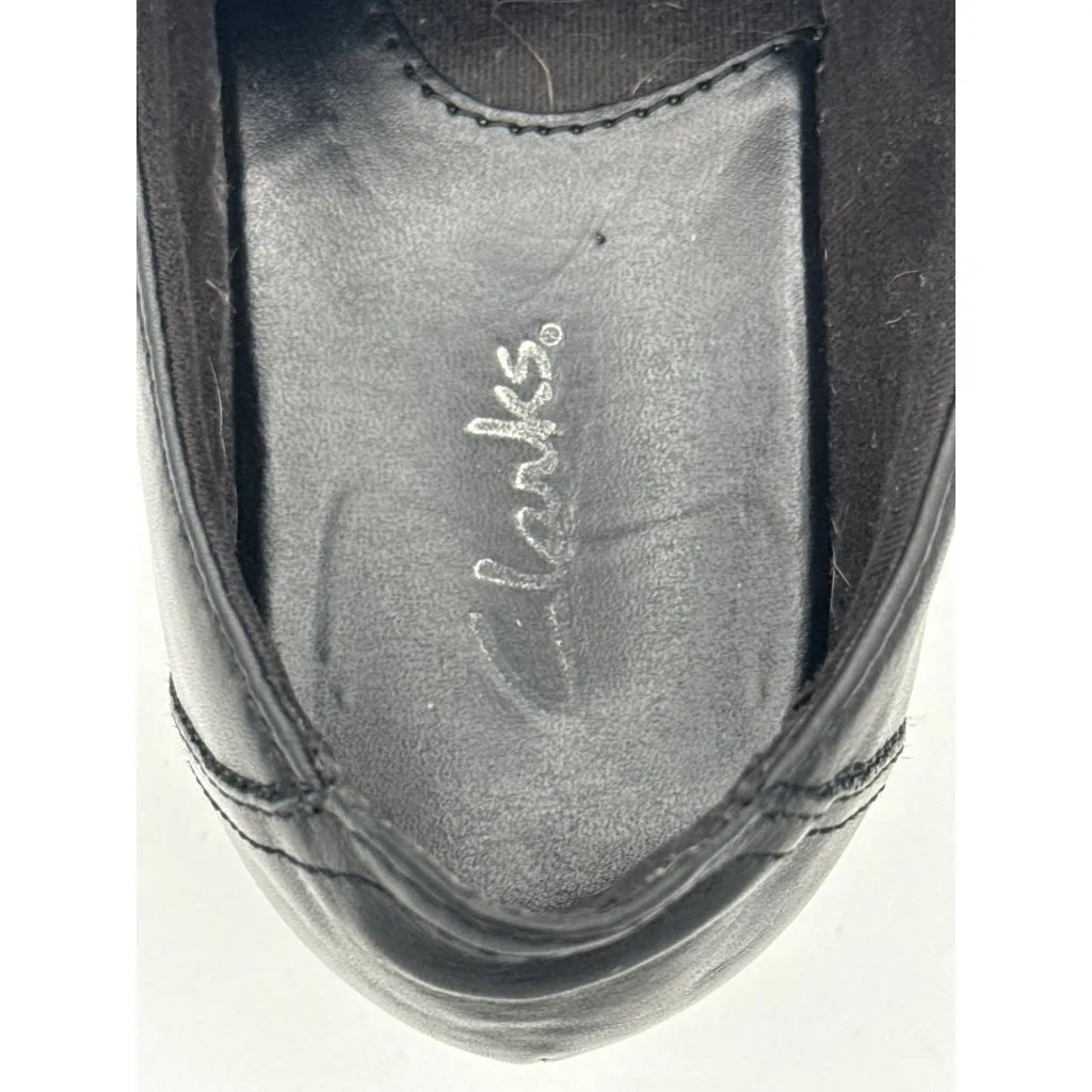 Clarks Womens Black Leather Heeled Loafers Size 6.5 - Image 6