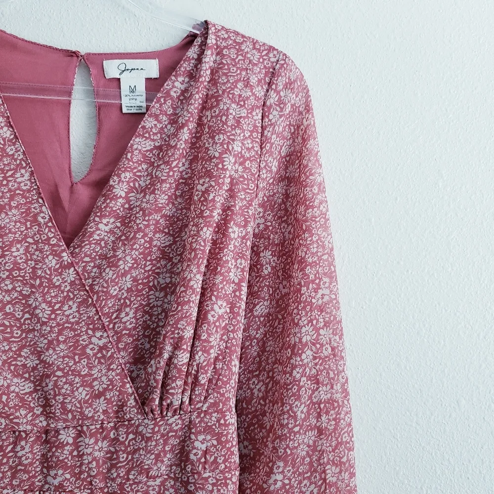 Japna Ditsy Floral Long Sleeve Ruffle Mini Dress - Image 3