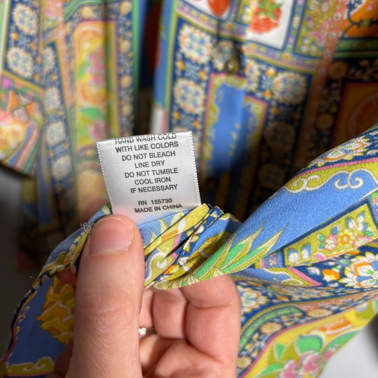 Rose Olive Tropical Fruit Floral Print Button Down Shirt Women's 1X Colorful Yellow - Image 6