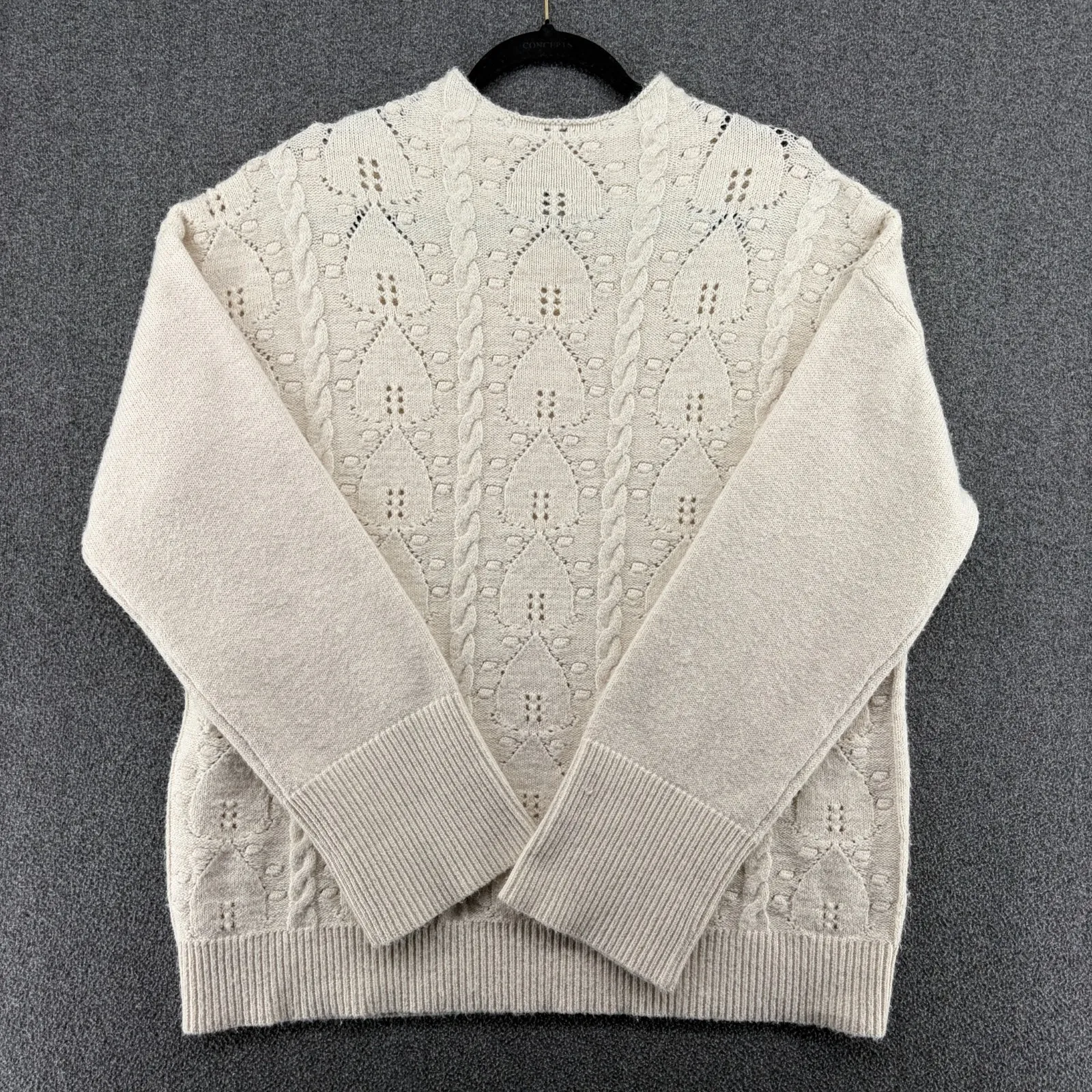 Democracy Cream Funnel Neck Sweater Popcorn Stitch Petite Large Grandmacore Cozy - Image 2