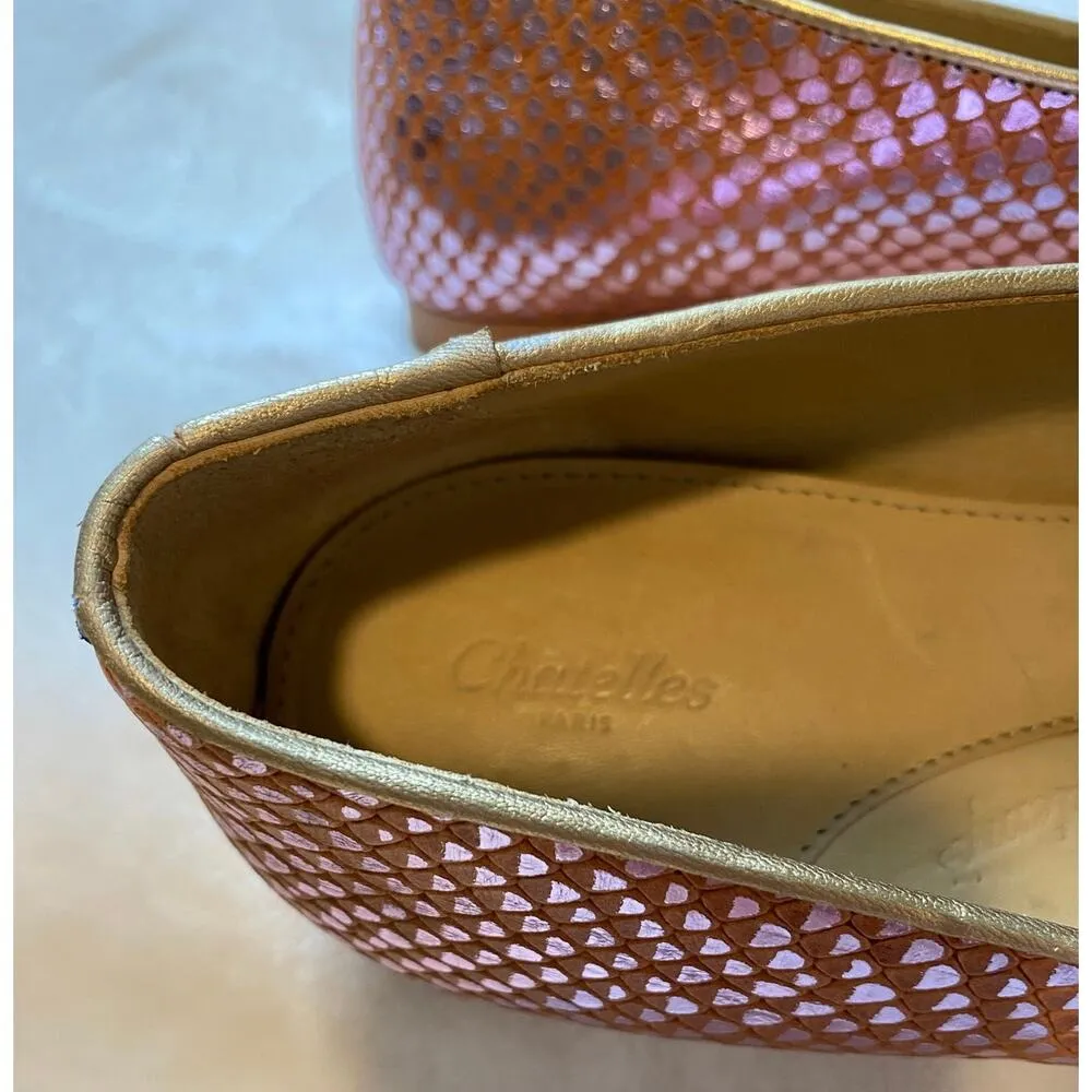Chatelles Paris Slippers Flats Loafers Shoes EU 40 Pink Rose Gold Snakeskin EUC Size 9 - Image 4