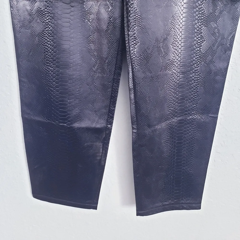 Topshop Faux Black Leather Snake Print Pants - Image 3