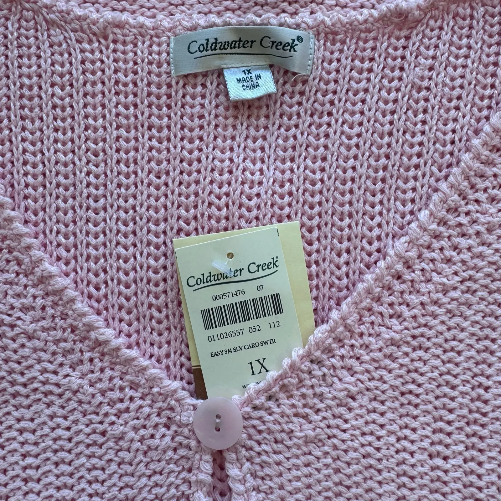 Vintage Coldwater Creek Pink Knit Cardigan Sweater 1X 3/4 Sleeve Lightweight - Image 4