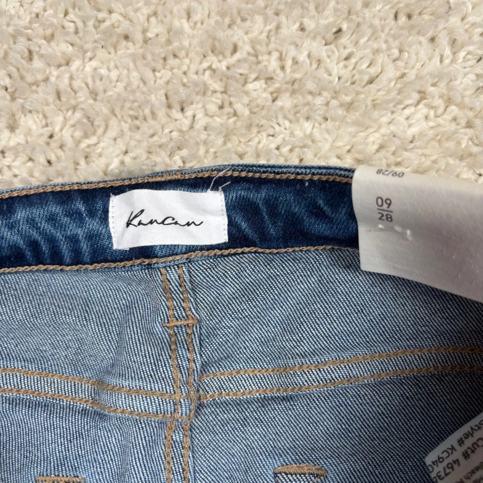 Kancan Women's High Rise Straight Leg Jeans Distressed Blue Wash Size 28 - Image 9