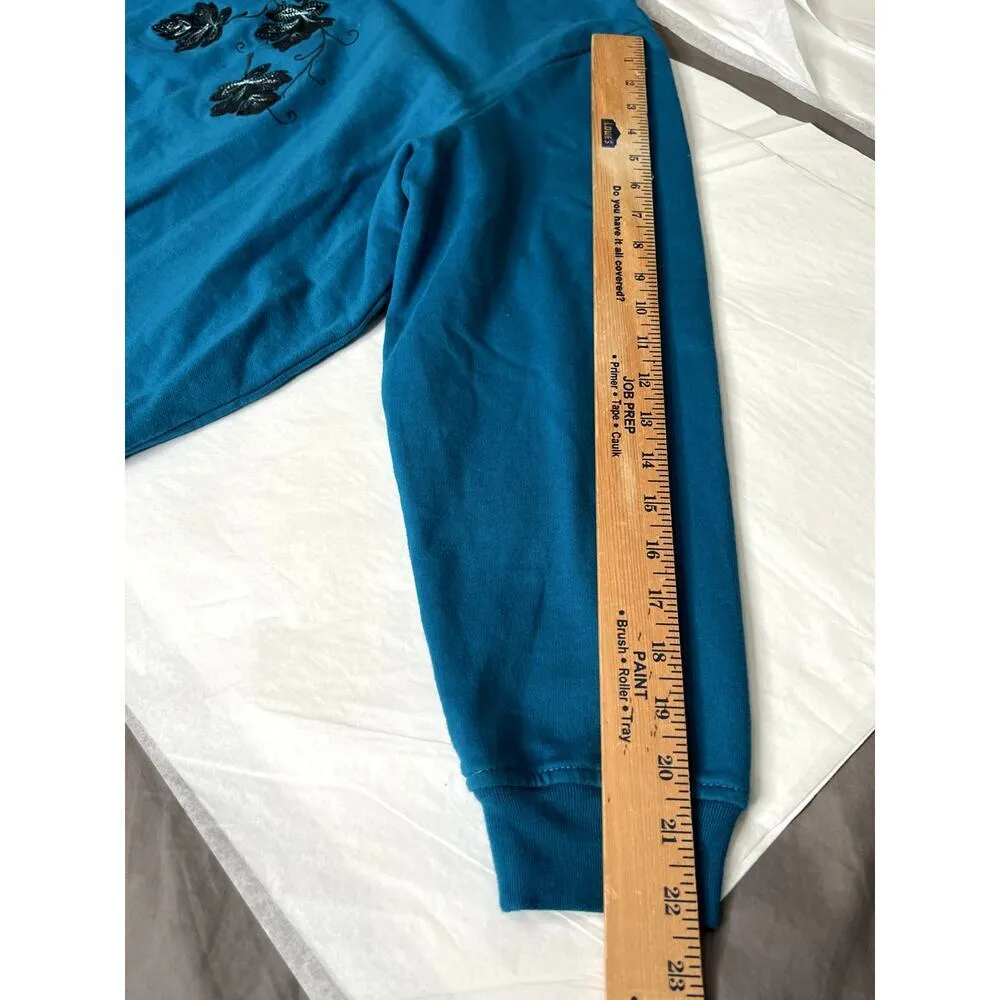 Breckenridge women's size 1X blue sweatshirt leaves embroidery grannnycore - Image 4