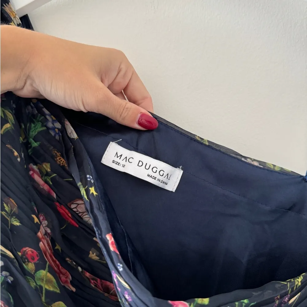 MAC DUGGAL One Shoulder Cut Out Navy Floral Gown 12 - Image 7