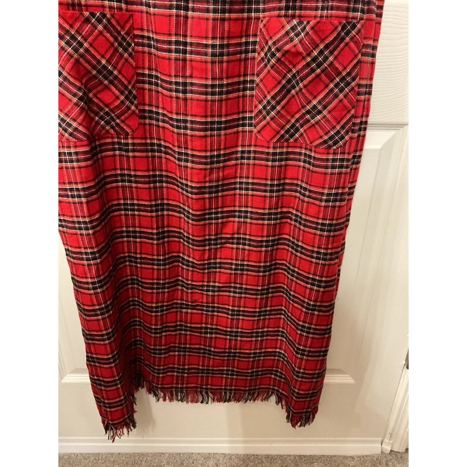 Vintage Original ty2 Red Plaid Cottagecore Academia Plus Jumper Maxi Dress,22W - Image 4